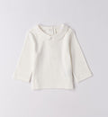 maglia panna neonata cotone e lana colletto