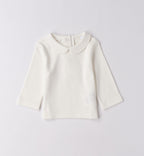 maglia panna neonata cotone e lana colletto