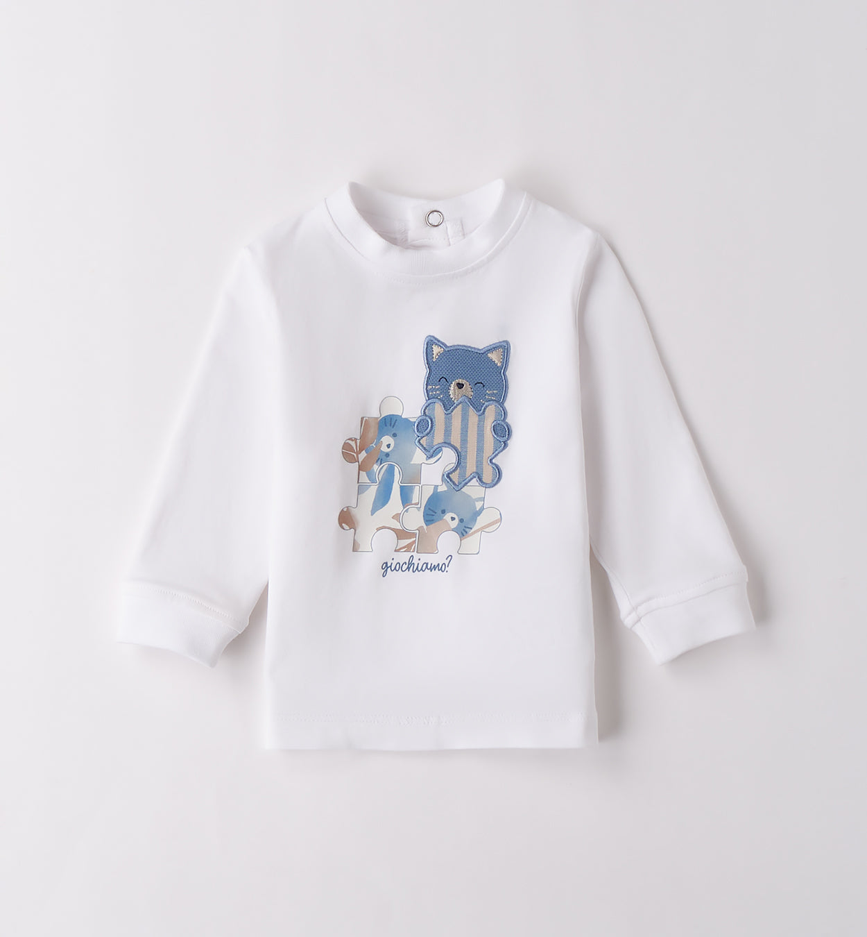 Pantaloni bambino a righe azzurro e beige con tasche

