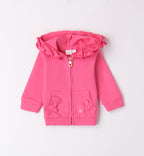  giacca cotone bambina bianca con stampa cuore rosa sfumat