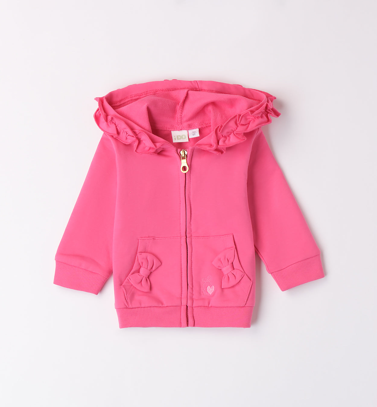  giacca cotone bambina bianca con stampa cuore rosa sfumat