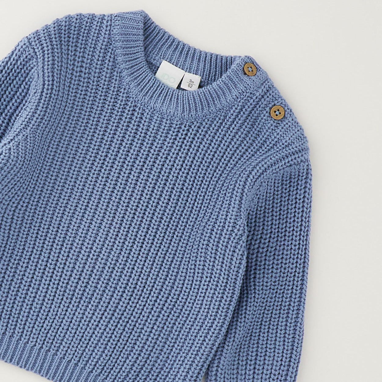 Maglioncino bimbo azzurro in 100% cotone con lavorazione a maglia testurizzata