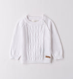 Maglioncino di cotone, jeans morbido e camicia in lino azzurra per bambino, abbigliamento casual elegante