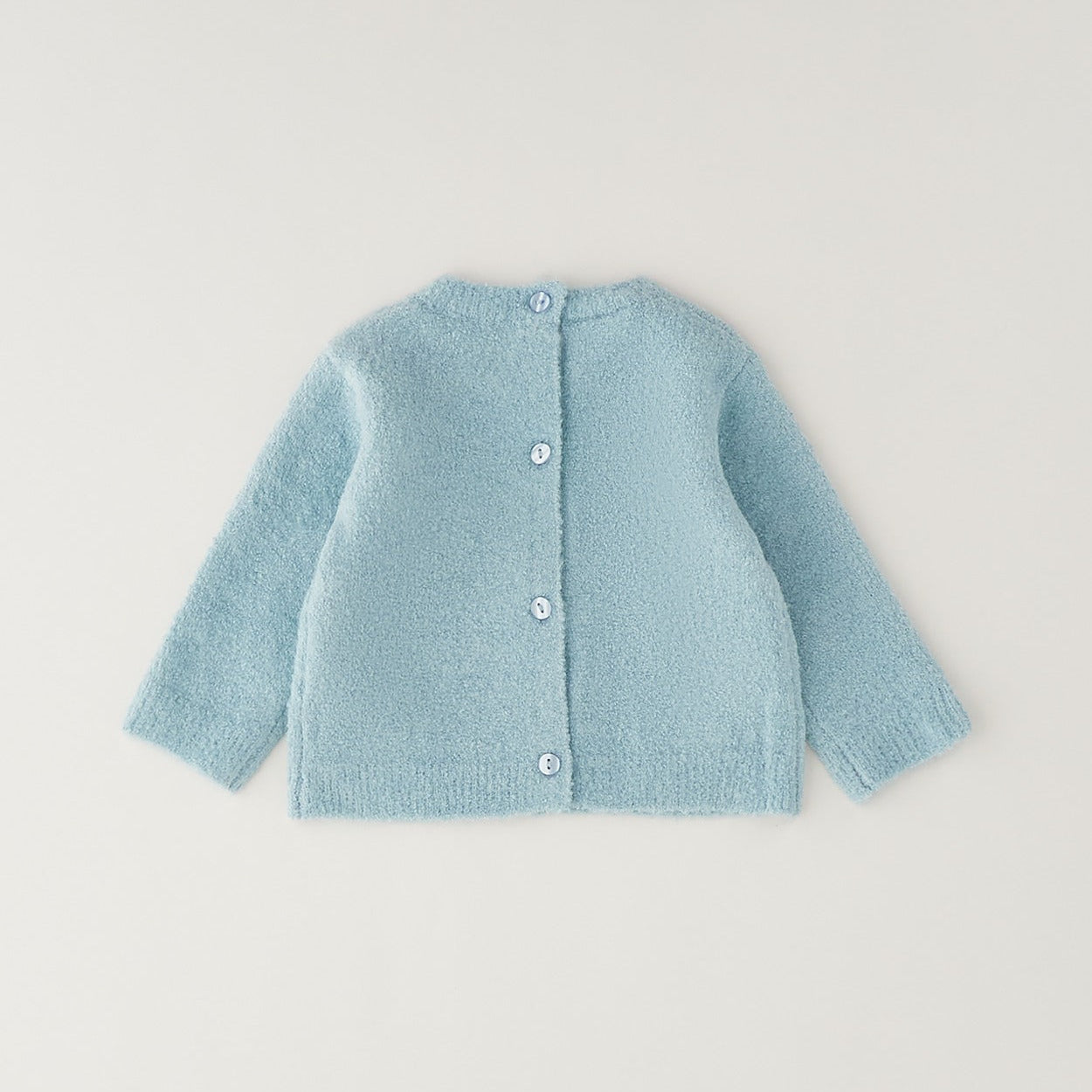Maglioncino bimba azzurro con applicazioni orsetti bianchi e fiocchetti
