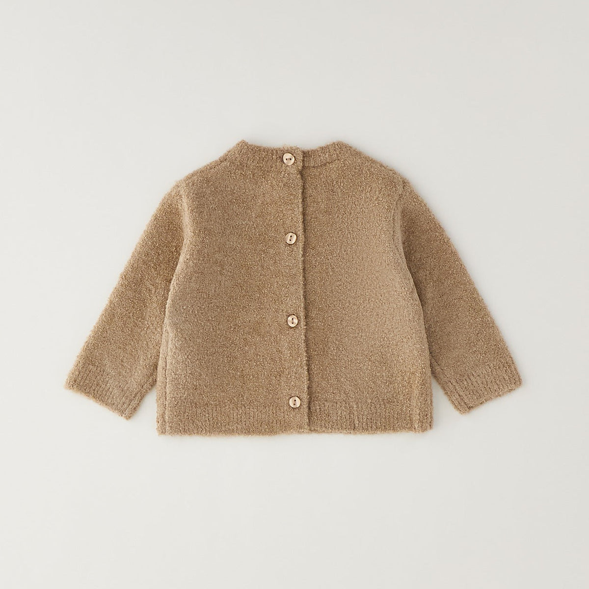 Maglioncino bimba tortora con gattini bianchi e fiocchetti rosa