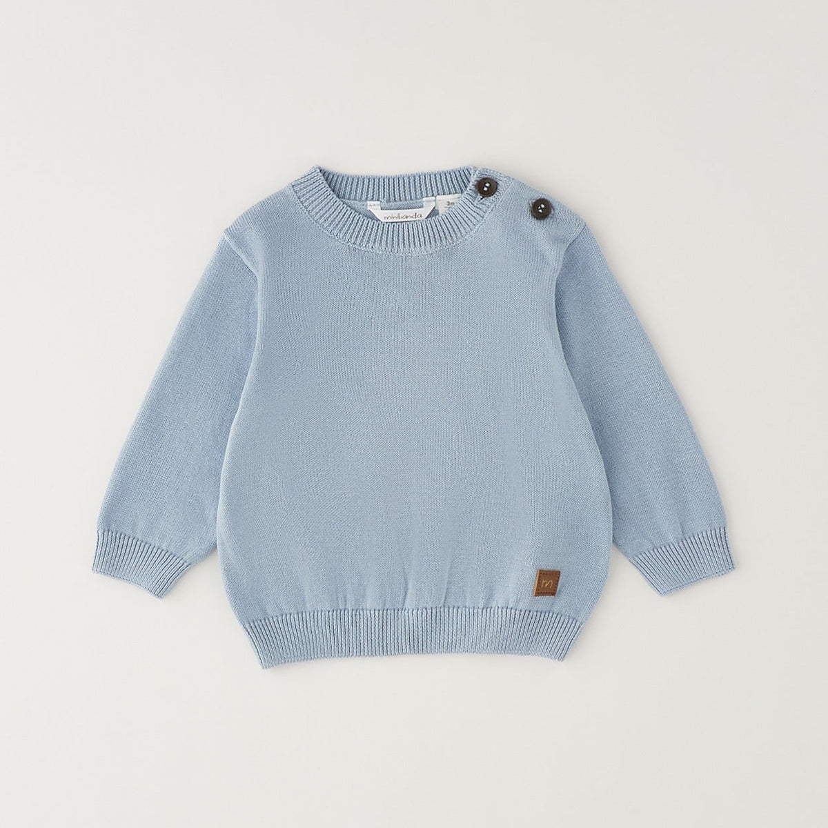 Maglioncino bimbo azzurro in 100% cotone con bottoni sulla spalla
