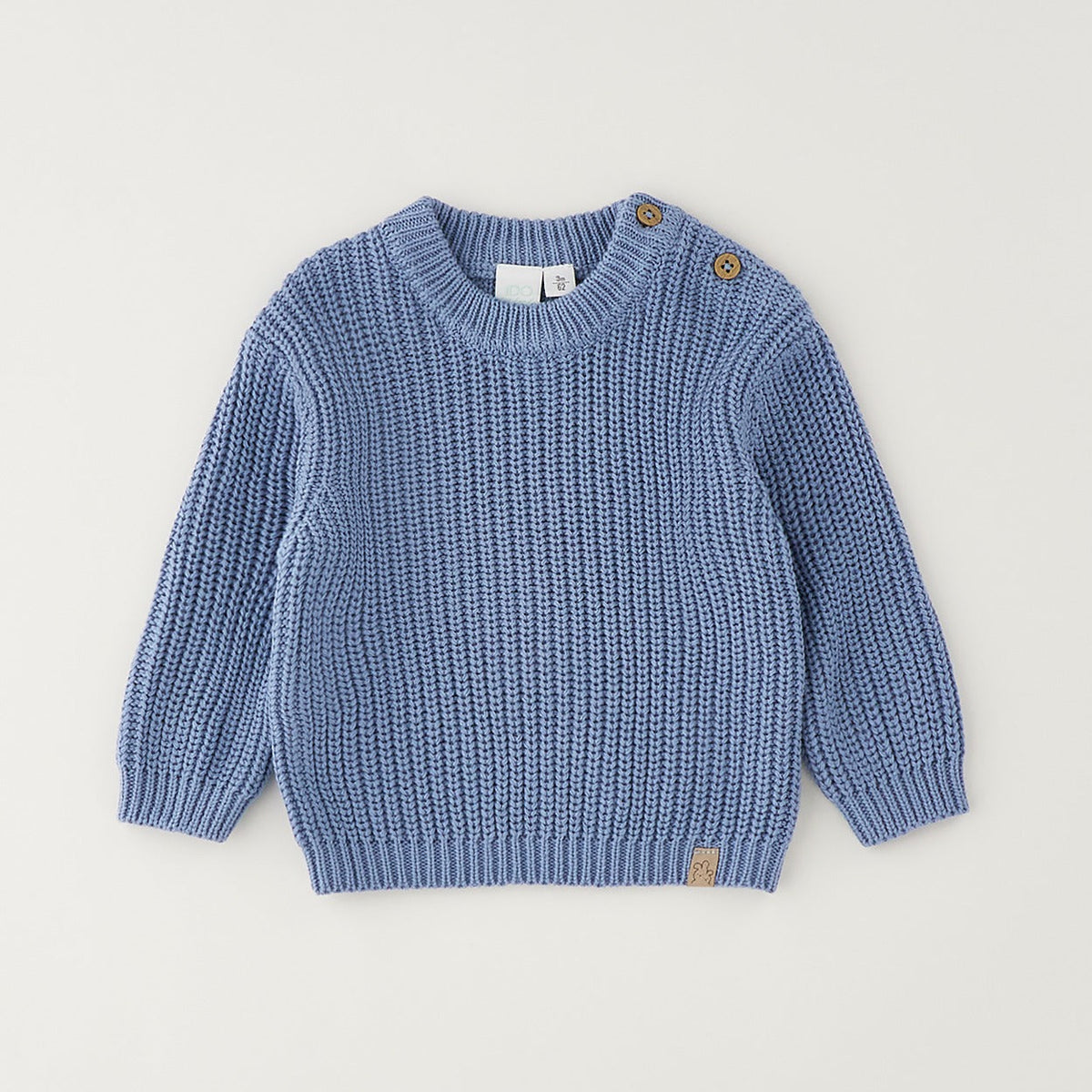 Maglioncino bimbo azzurro in 100% cotone con lavorazione a maglia testurizzata