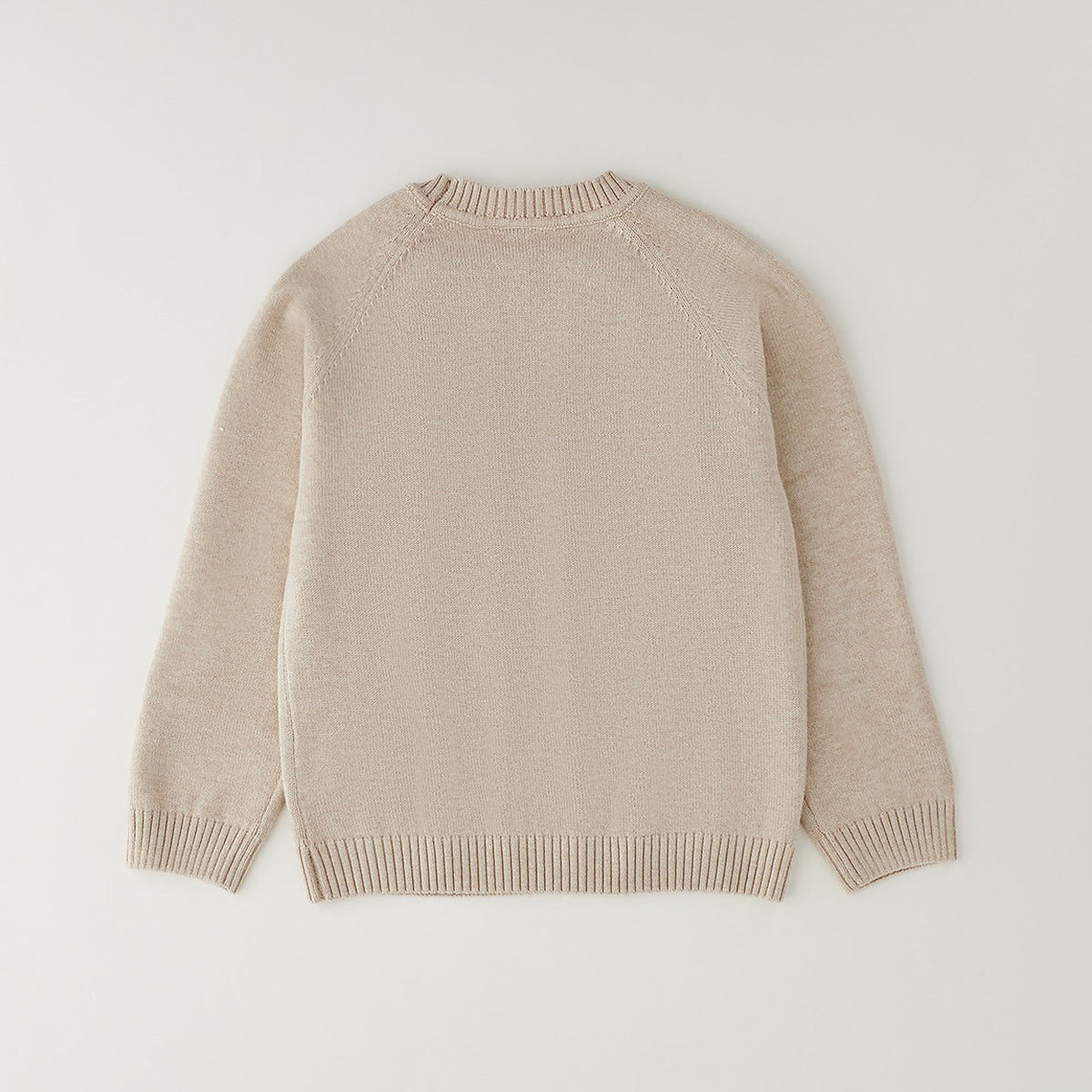 Maglioncino bimbo beige in cotone e lana con lavorazione a rombi