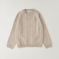 Maglioncino bimbo beige in cotone e lana con lavorazione a rombi