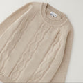 Maglioncino bimbo beige in cotone e lana con lavorazione a rombi