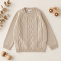 Maglioncino bimbo beige in cotone e lana con lavorazione a rombi