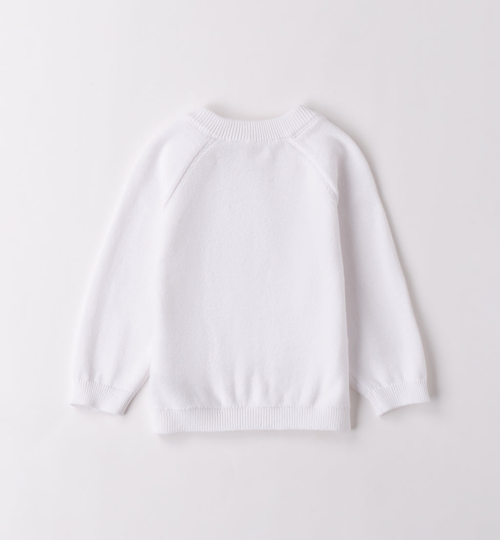 Maglioncino di cotone, jeans morbido e camicia in lino azzurra per bambino, abbigliamento casual elegante