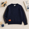 Maglioncino bimbo blu navy iDO con profilo cammello sulle maniche
