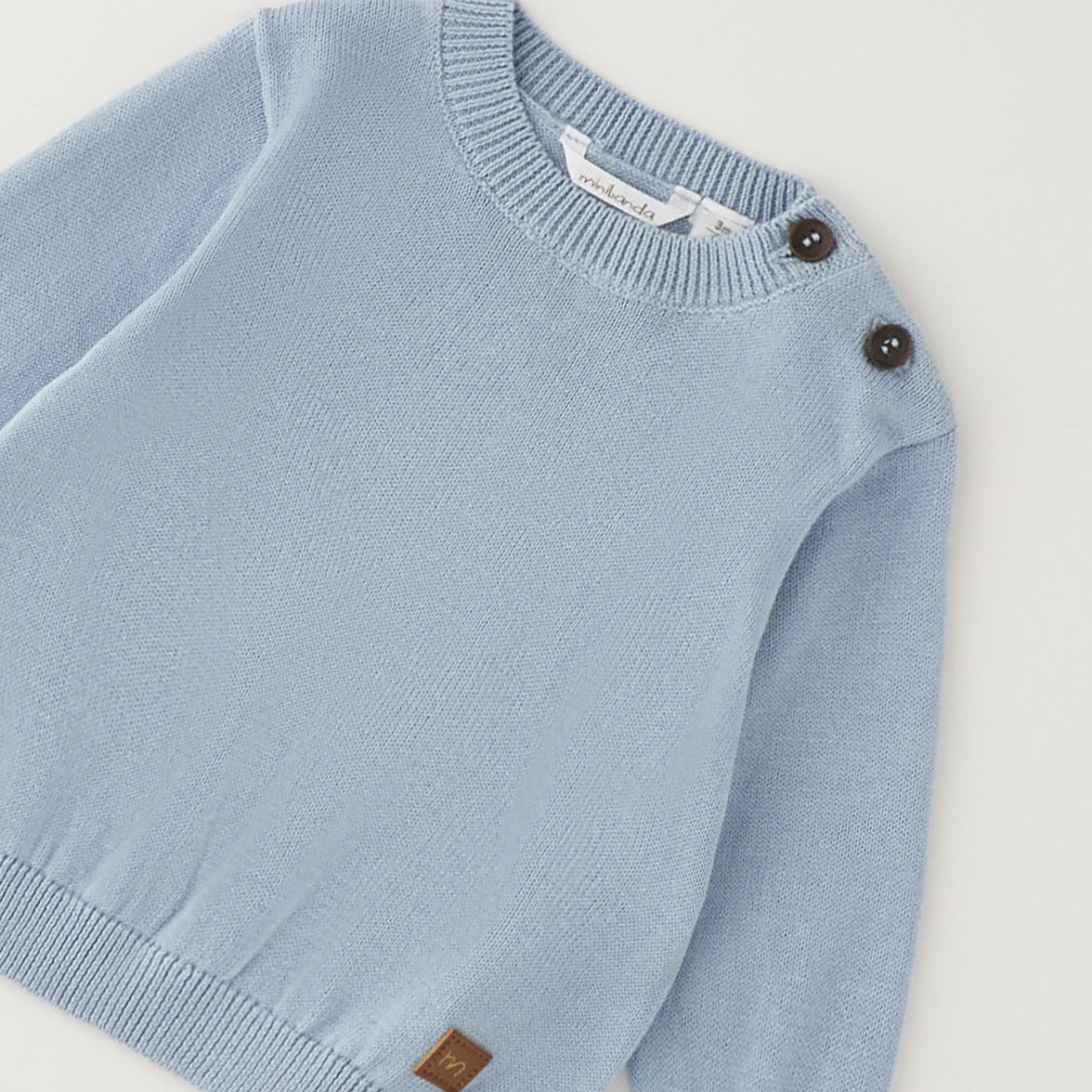 Maglioncino bimbo azzurro in 100% cotone con bottoni sulla spalla