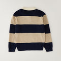 Maglioncino polo bimbo a righe blu e beige con colletto