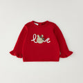 	Completo natalizio bimba con maglioncino rosso Love e pantaloncini tartan