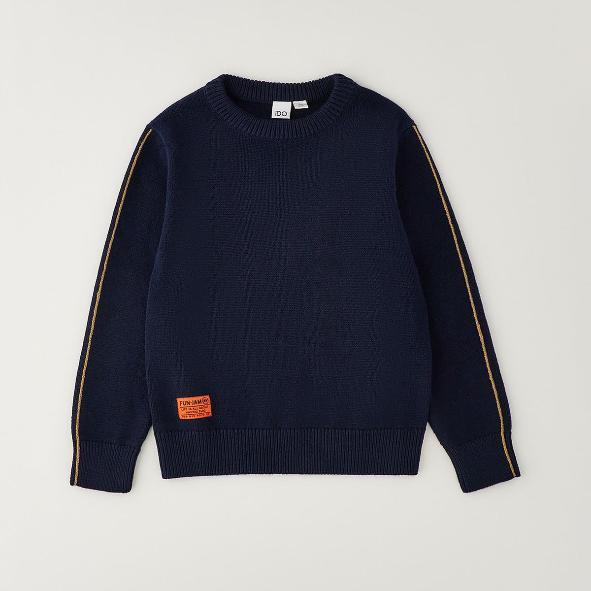 Maglioncino bimbo blu navy iDO con profilo cammello sulle maniche