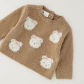 Maglioncino bimba tortora con gattini bianchi e fiocchetti rosa