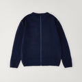 Maglione bimbo blu girocollo con taschino e profilo azzurro a contrasto