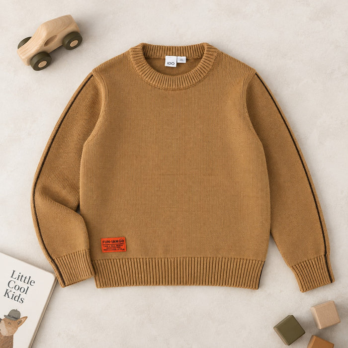 Maglione bimbo cammello iDO girocollo con dettaglio a contrasto