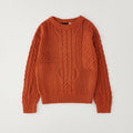 Maglione bimbo ruggine a trecce vista frontale