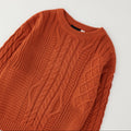 Maglione bimbo ruggine a trecce vista frontale