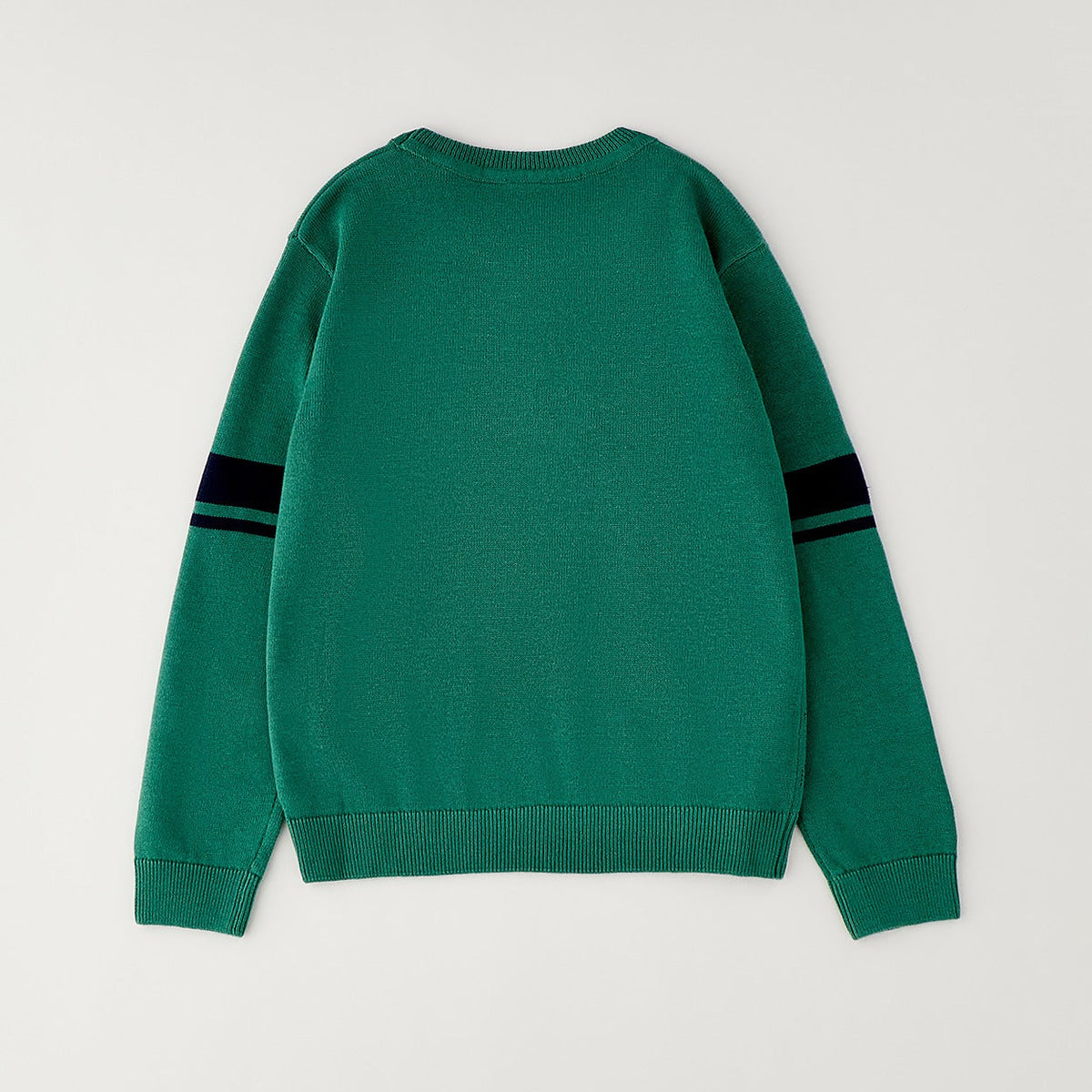 Maglione bimbo verde con orsetto in moto e dettagli blu
