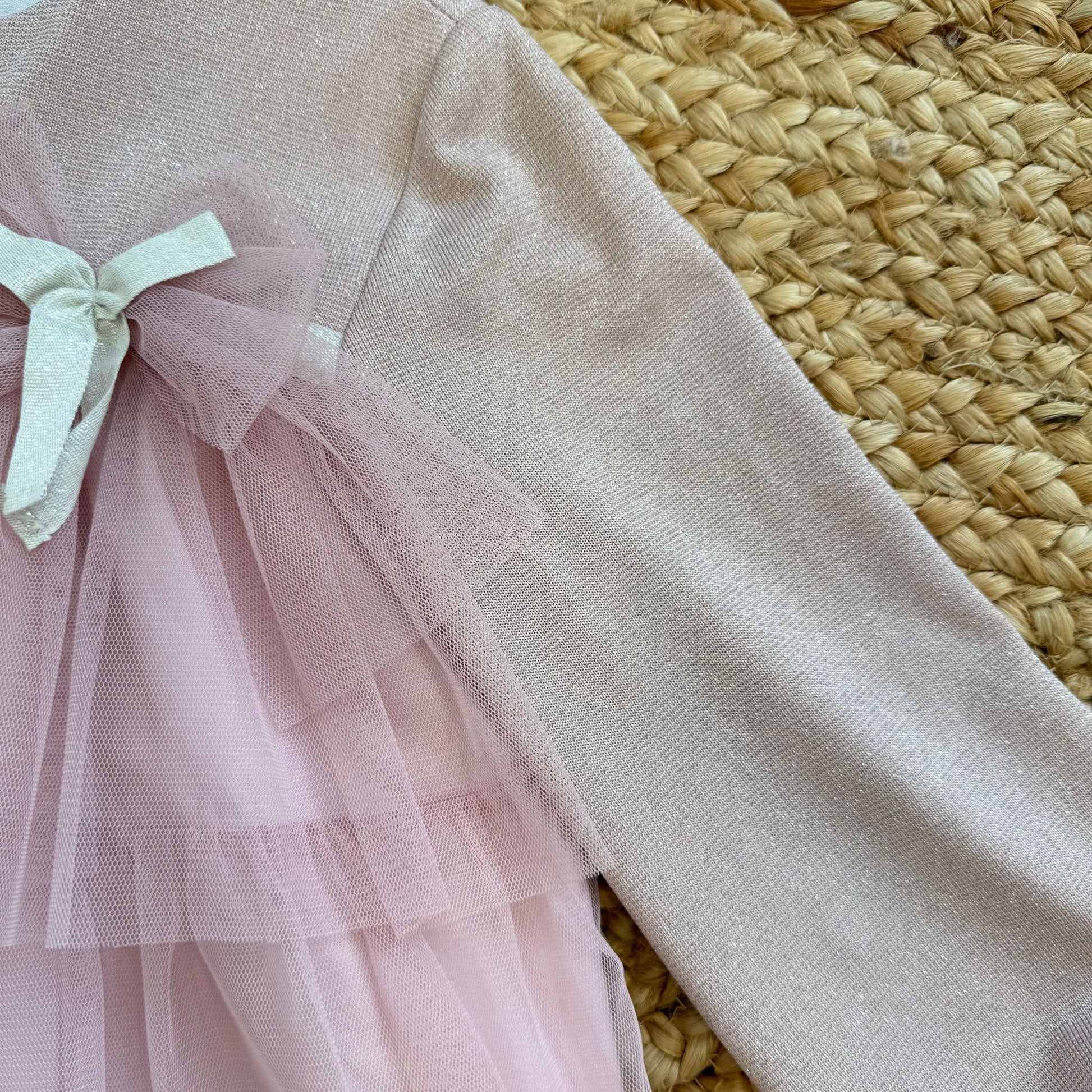 manica lunga abito bambina rosa cerimonia