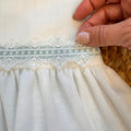 Abito battesimo bimba acqua marina in cotone e lino