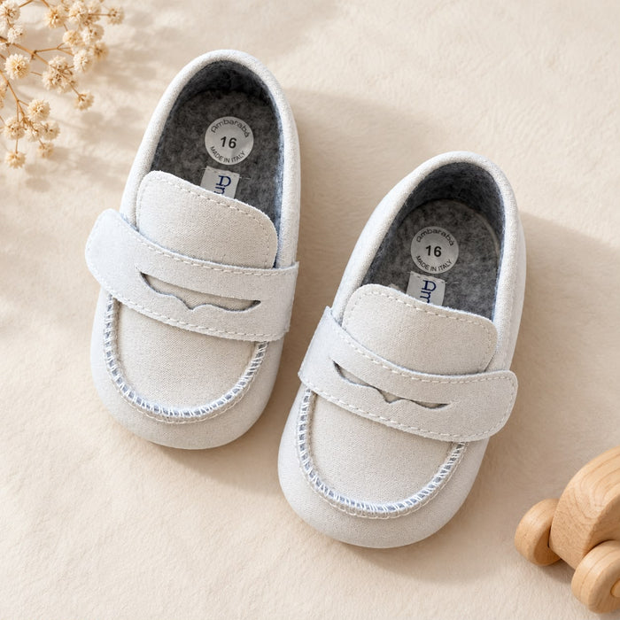 Scarpe battesimo bimbo beige modello mocassino elegante da cerimonia