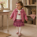 Retro completo bimba due pezzi in caldo cotone con volant e pantalone rosa