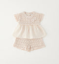 outfit bambina due pezzi rosa nude dettaglio top