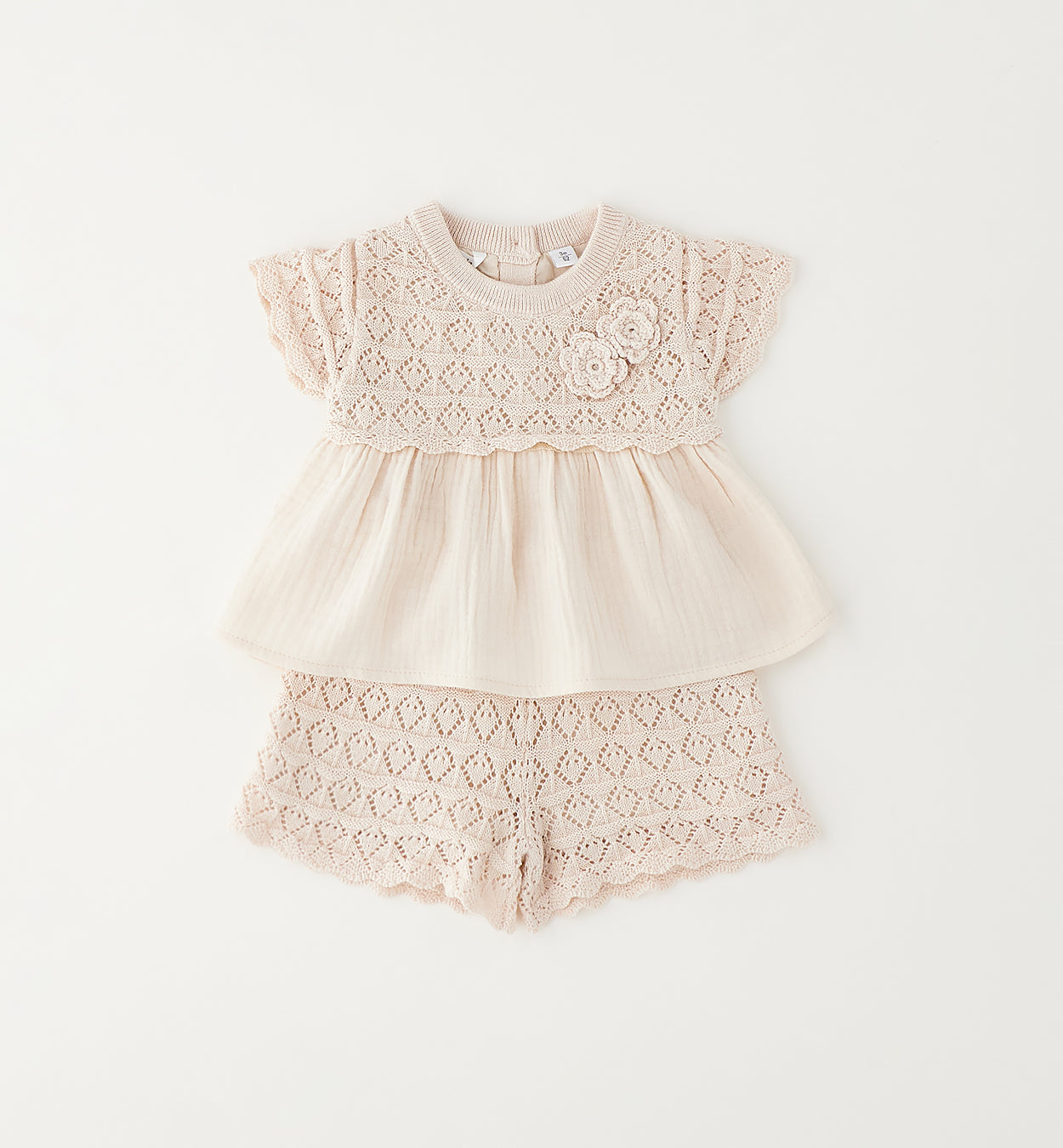 outfit bambina due pezzi rosa nude dettaglio top