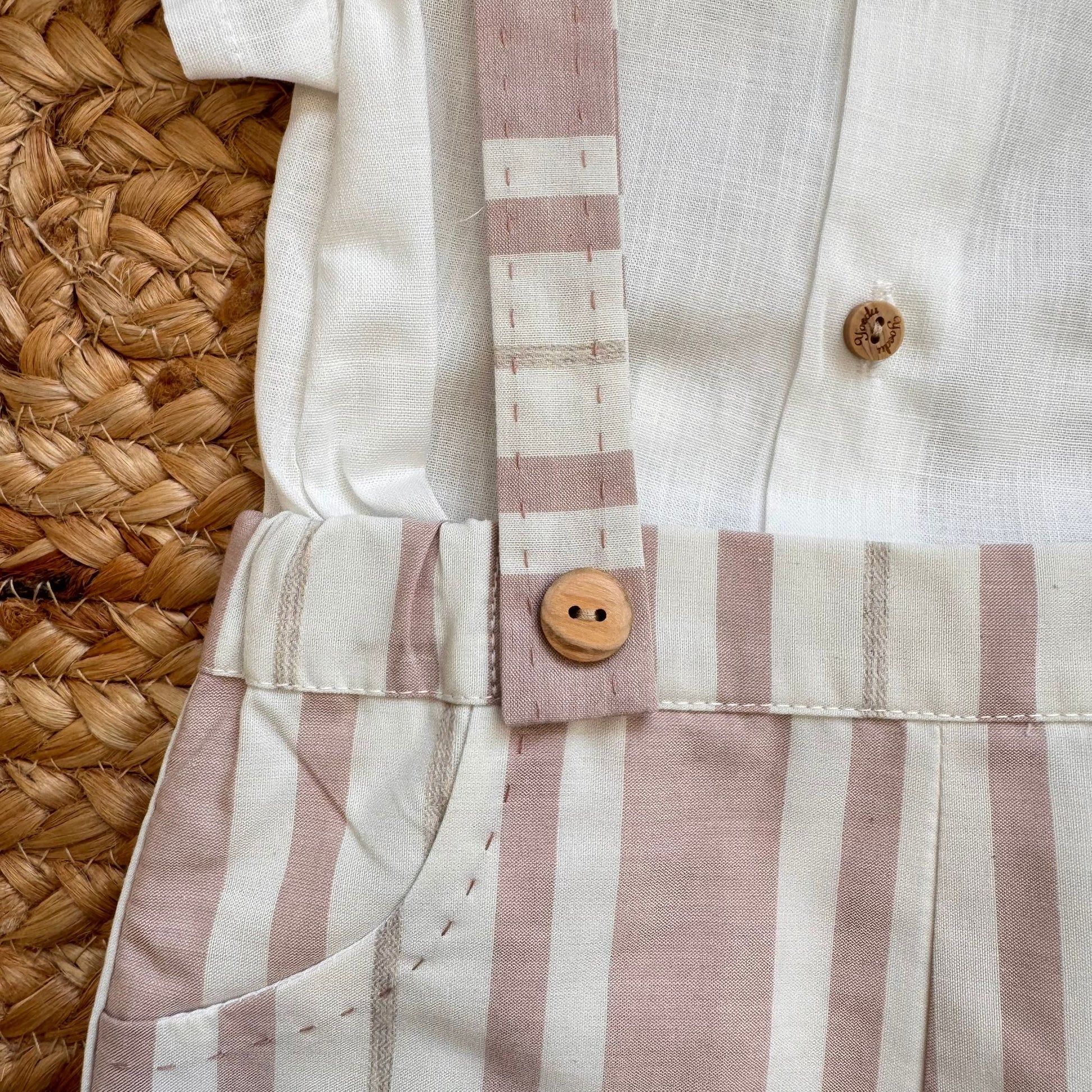 outfit neonato cerimonia con salopette e camicia cotone