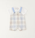 pagliaccetto neonato elegante check azzurro con t-shirt bianca