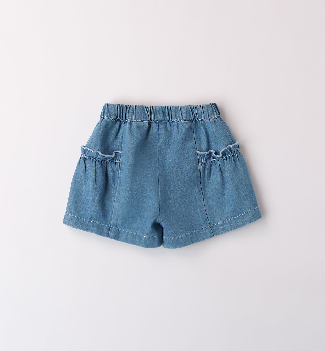 Completo bambina con t-shirt gialla fiore applicato e shorts in jeans