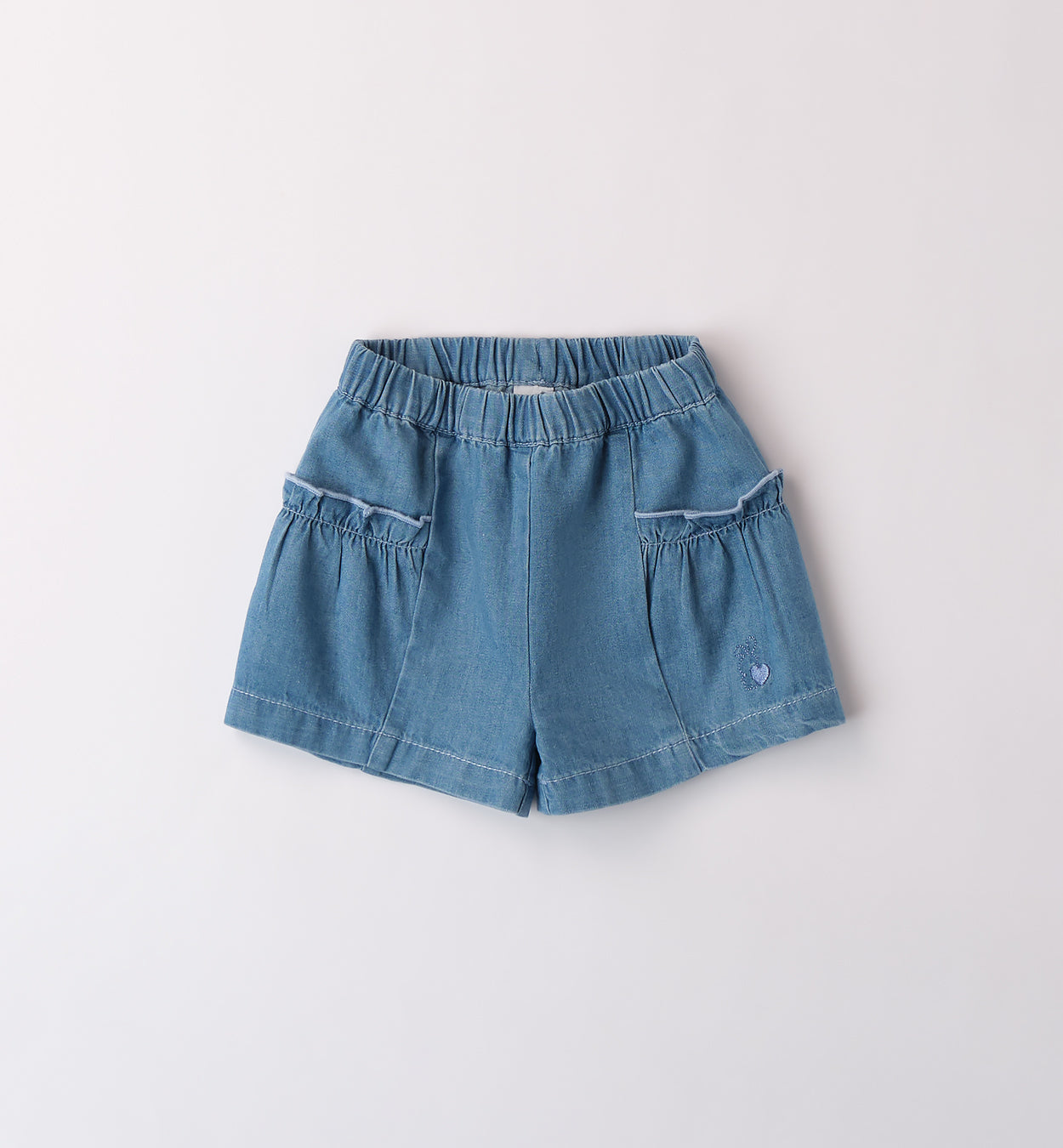 Completo bambina con t-shirt gialla fiore applicato e shorts in jeans