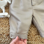 pantaloncini tortora con risvolto e bottone