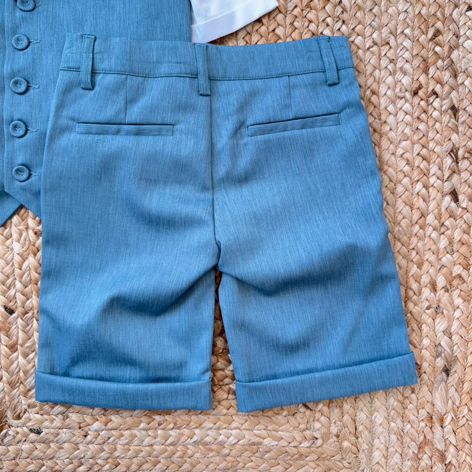 pantaloncino bambino elegante verde ottanio retro