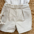 pantaloncino elegante battesimo bimbo con bretelle