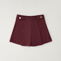 Completo bimba con maglioncino beige con fiocchi bordeaux e pantaloncino bordeaux