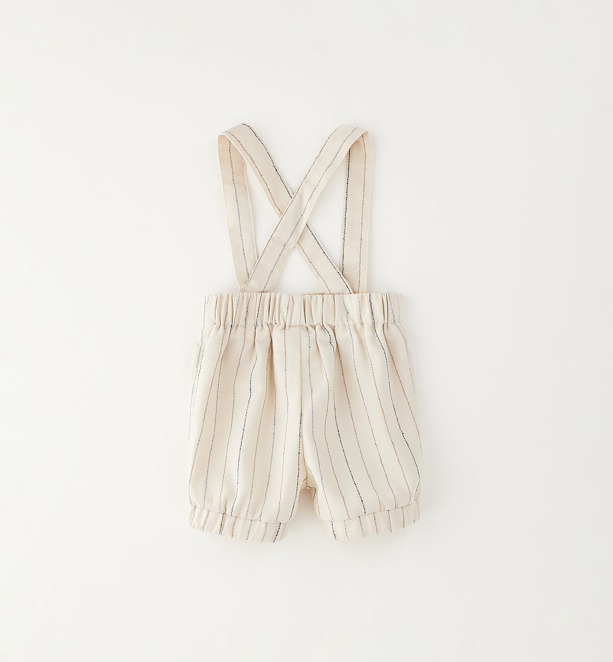 Retro pantaloncino bimbo con bretelle incrociate e righe sottil
