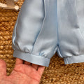 pantaloncino celeste con bretelle completo battesimo bimbo