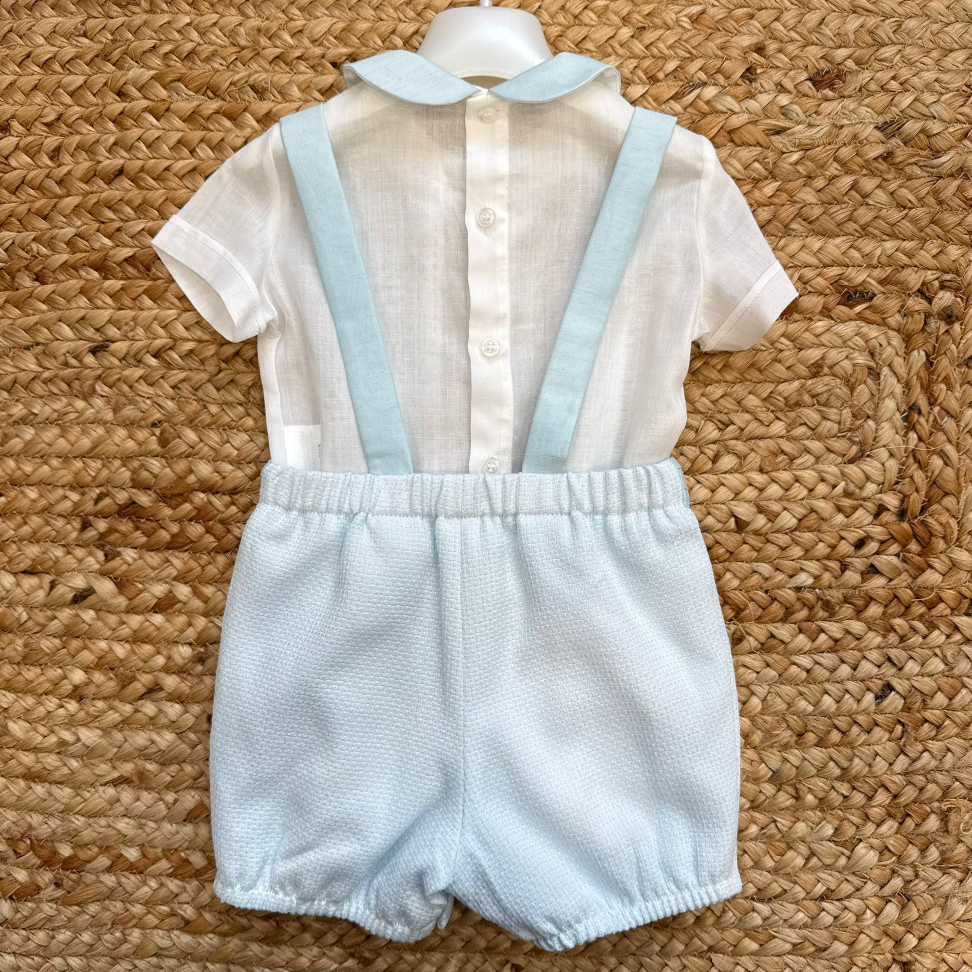 pantaloncino azzurro cerimonia bimbo con bretelle