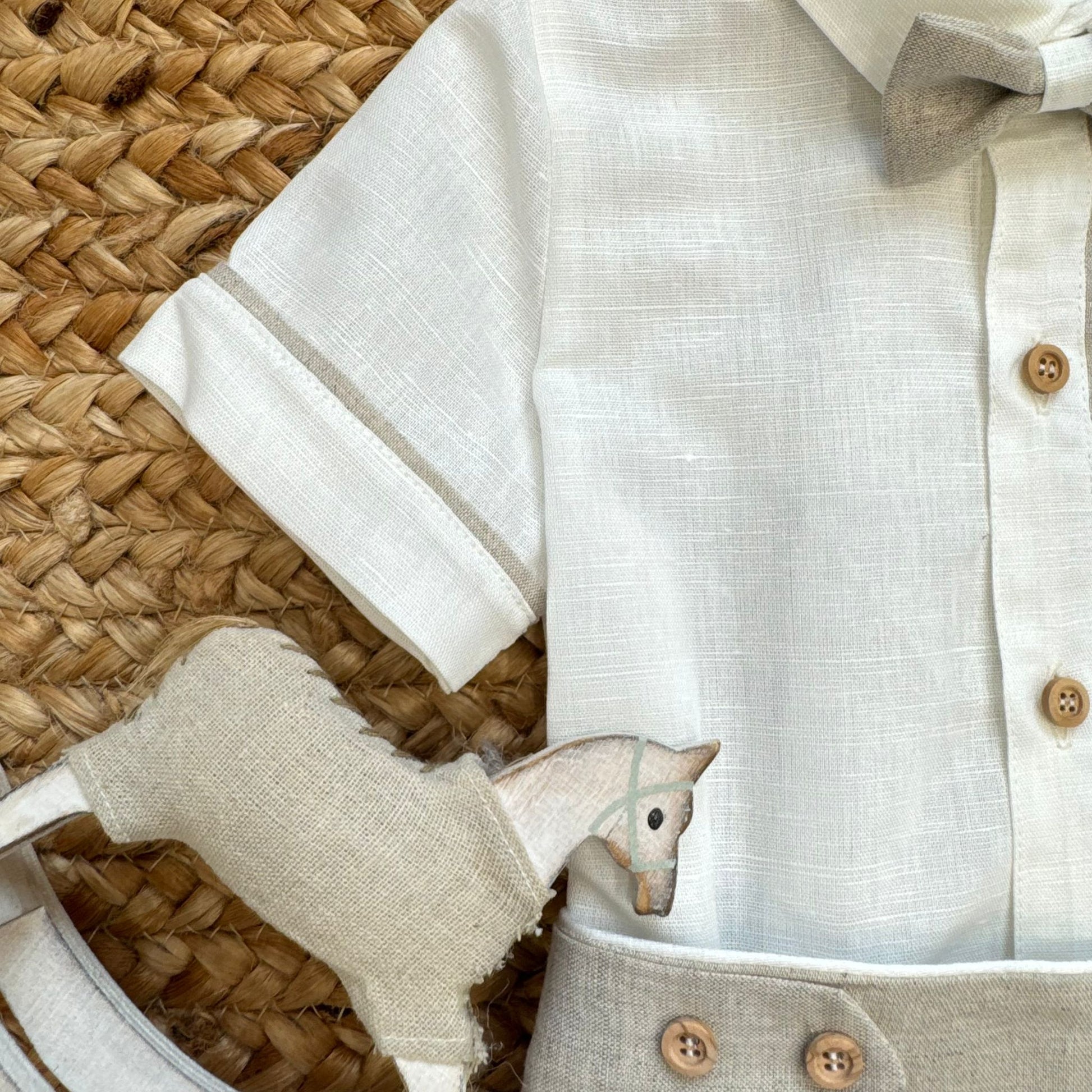 pantaloncino beige cerimonia bimbo con bottoni