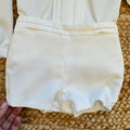 Completo Battesimo bimbo panna con camicia a pieghe e pantaloncino corto