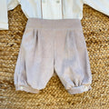 Completo battesimo bimbo beige e bianco con papillon