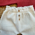 Completo bimba con maglia in cashmere e lana merino e pantalone panna a coste