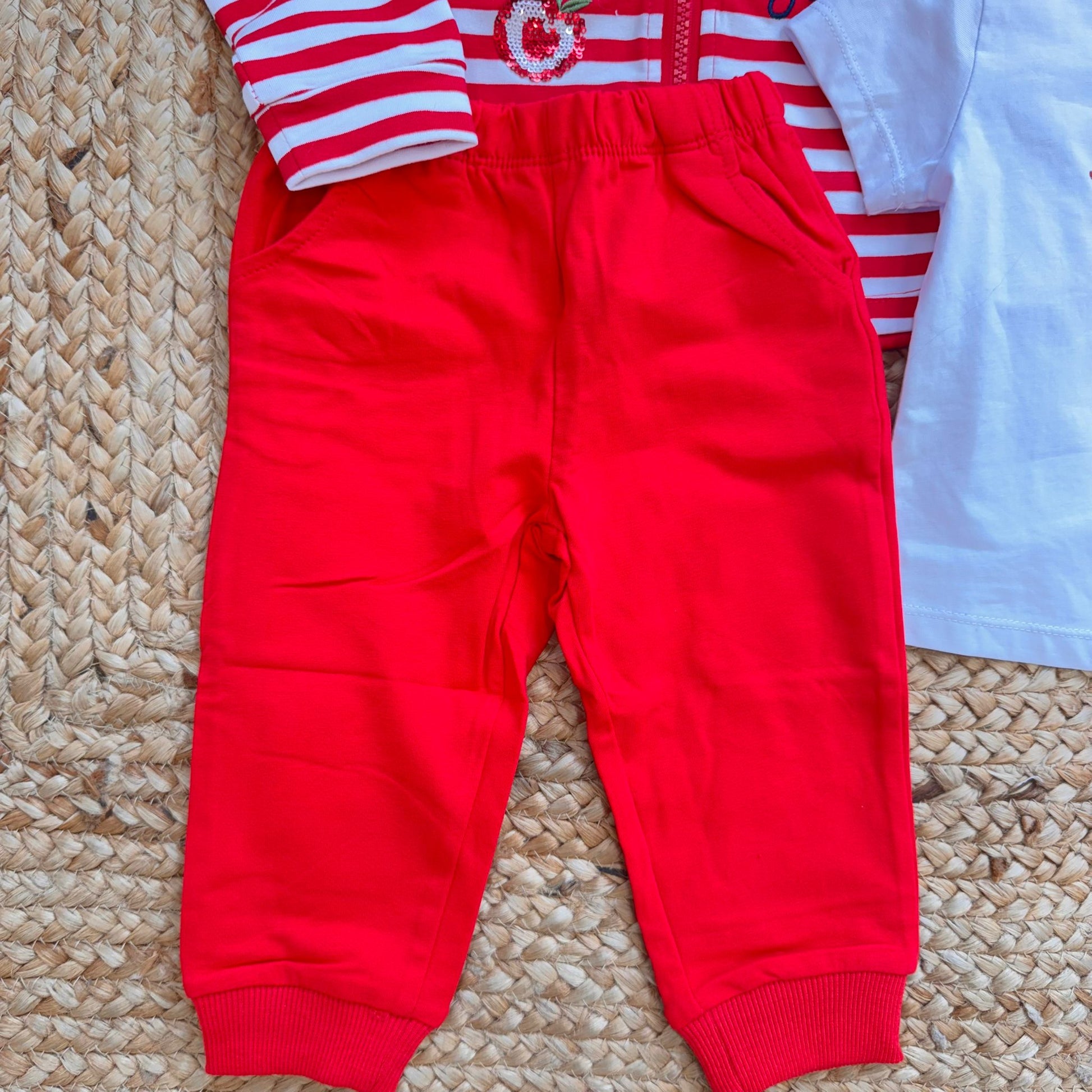 pantalone bimba rosso cotone vita elasticizzata