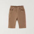 Maglioncino bimba beige in cotone e lana con fiori gialli applicati e volant